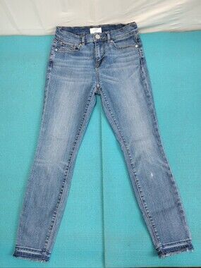 LOFT Outlet Petite Womens Skinny Raw Jeans High Rise Stretch Frayed Hem Size 0P